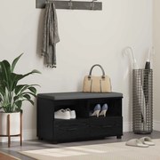 vidaXL Banco de Hall com almofada Carvalho Preto 80 x 38 x 46 cm