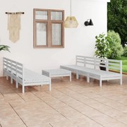 9 pcs conjunto lounge de jardim pinho maciço branco