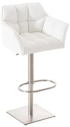 Banco de bar Damaso em couro sintético e estrutura prateada 64 x 88-113 x 45 cm Branco