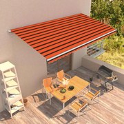 vidaXL Toldo retrátil automático 600x300 cm laranja e castanho
