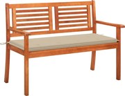 vidaXL Banco de jardim 2 lugares c/ almofadão 120 cm eucalipto maciço