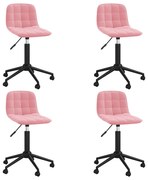 Cadeiras de jantar giratórias 4 pcs veludo rosa