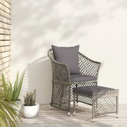 vidaXL 2 pcs conjunto lounge de jardim c/ almofadões vime PE cinzento