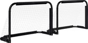 HOMCOM Conjunto de 2 Balizas de Futebol Dobráveis Portáteis com Suporte de Metal e Rede para Treino de Futebol 90x36x60 cm Preto | Aosom Portugal