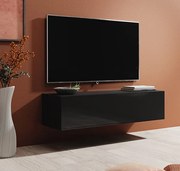 Móvel TV Sendim – 120x30 cm – Preto Mate com Portas Alto Brilho – Desi