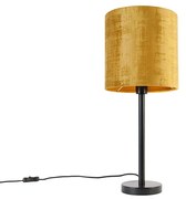 Candeeiro de mesa moderno preto com cúpula dourada 25 cm - Simplo Moderno