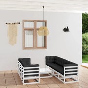 vidaXL 8 pcs conjunto lounge de jardim com almofadões pinho maciço