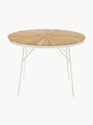 Mesa redonda de jardim Ellen, tampo de madeira de teca, vários tamanhos
