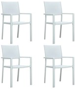 vidaXL Cadeiras jardim 4 pcs plástico branco aspeto vime