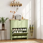Sapateira com capacidade para 12 pares 72 L x 26 P x 80 A cm, armário estreito com 2 gavetas rebatíveis e prateleiras ajustáveis, verde