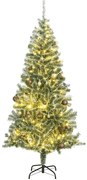 vidaXL Árvore Natal artificial c/ 300 luzes LED, bolas e neve 210 cm