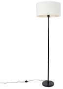 Candeeiro de pé preto com abajur branco 50 cm - Simplo Moderno