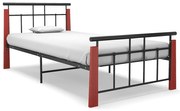 Estrutura de cama 90x200 cm metal e madeira de carvalho maciça