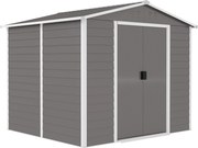 Outsunny Abrigo de ferramentas em metal, resistente às intempéries & inoxidável, trancável, 2,40 x 2,06 x 1,98 m, Cinza claro | Aosom Portugal