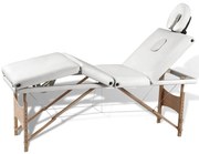 vidaXL Mesa massagens dobrável 4 zonas estrutura madeira branco nata