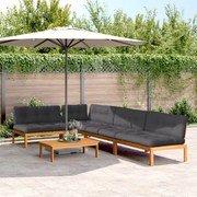 vidaXL 5 pcs móveis de paletes p/ jardim com almofadões acácia maciça