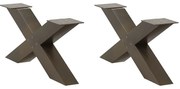 vidaXL Pés para mesa de centro em formato de X, 2 peças, aço natural, 70x(30-31) cm, aço
