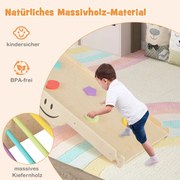 Conjunto de trave de equilíbrio de madeira com pedras para crianças de 3 anos ou mais