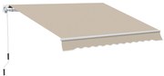 Outsunny Toldo Manual 395x245 cm Toldo de Varanda Pátio com Manivela de Alumínio e Tecido de Poliéster 280 g/m² Bege