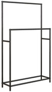 HOMCOM Toalheiro de Pé de 2 Níveis Toalheiro Casa de Banho com 2 Barras e Estrutura de Metal 66x20x110 cm Preto | Aosom Portugal