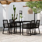 5 pcs conjunto de jantar para jardim preto