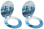 vidaXL Assentos sanita com tampas fecho suave 2 pcs MDF design pinguim