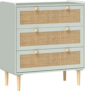 HOMCOM Cômoda em Rattan 3 Gavetas Verde Oliva 80x40x87,5 cm Verde | Aosom Portugal