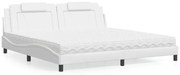 vidaXL Cama Viana com colchão 200x200 cm couro artificial branco