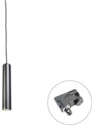 Candeeiro suspenso de design preto com adaptador de calha trifásico - 3-Phase Tuba Small Moderno