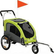 PawHut Reboque de Bicicleta para Cães 2 em 1 Carrinho para Cães de Porte Médio Dobrável com Suspensão Pneus Grandes Janelas Verde | Aosom Portugal