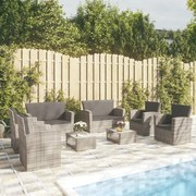 vidaXL 8 pcs conjunto lounge de jardim c/ almofadões vime PE cinzento