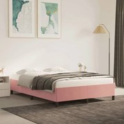 vidaXL Estrutura de cama 140x200 cm veludo rosa