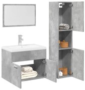 vidaXL 3 pcs conj. móveis casa banho derivados madeira cinza cimento