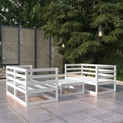 5 pcs conjunto lounge de jardim pinho maciço branco