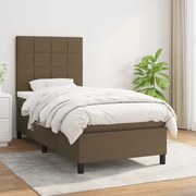 vidaXL Cama com molas/colchão 100x200 cm tecido castanho-escuro