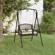 vidaXL Banco de baloiçar 124 cm em aço preto