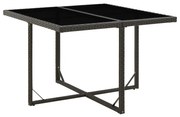 vidaXL Mesa de jardim 109x107x74 cm vime PE e vidro preto