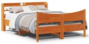 vidaXL Estrutura cama c/ cabeceira 150x200cm pinho maciço castanho-mel