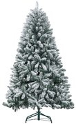 HOMCOM Árvore de Natal Artificial Nevado 180 cm com 796 Ramos e Suporte de Metal Árvore Natalina Nevado para Interior Verde