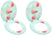 vidaXL Assentos sanita com tampas 2 pcs MDF design flamingo