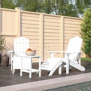 vidaXL Cadeiras de jardim Adirondack com apoio de pés/mesa PEAD branco