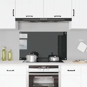 vidaXL Painel anti-salpicos de cozinha 100x60 cm vidro temperado preto