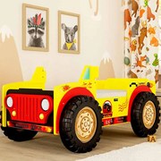 Cama para criança, Carro Jeep Monster Truck Com Luzes LED, Oferta colchão e estrado ‎207 x 116 x 76 cm Amarelo