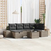 vidaXL Conjunto de Sofá de Jardim de 7 Peças com Almofadas em Rattan Cinza