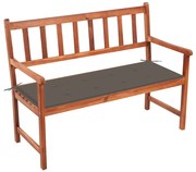 vidaXL Banco de jardim c/ almofadão 120 cm madeira de acácia maciça