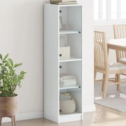 vidaXL Aparador alto c/ portas de vidro 35x37x142 cm branco
