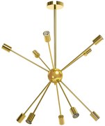 HOMCOM Candeeiro Suspenso Elegante de Metal Suporte para Lâmpada E27 Máx. 25W para Sala de Estar Sala de Jantar 65x65x78,5cm Dourado