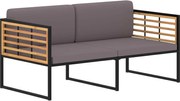 vidaXL Banco jardim c/ almofadões 136 cm acácia maciça cinzento-escuro