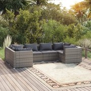 vidaXL 6 pcs conjunto lounge de jardim c/ almofadões vime PE cinzento
