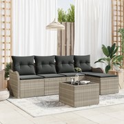 Conjunto de Sofá de Jardim vidaXL com Almofadas Cinza Rattan Sintético